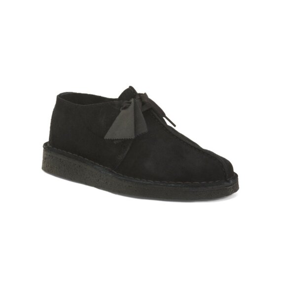 CLARKS Black Suede Desert Trek Comfort Boots - Picture 1 of 2